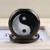 Black and White Tai Chi Snap Button Quartz Pocket Watch Yin Yang Jewelry Steampunk Medium Size Necklace Chain Collectibles Gifts