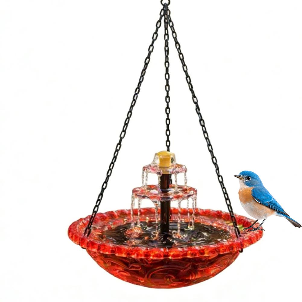Cascade Hanging Bird Bath Fountain Hanging Solar Powered Hummingbird Bath Bowl For Garden Bird Feeder Supplies Garden Decor