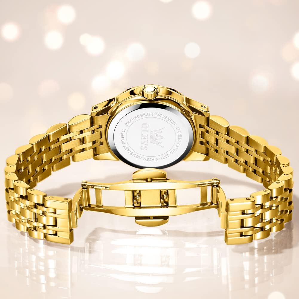 OLEVS Ladies Fashionable Quartz Ladies Watch Popular Waterproof Diamond Date Easy To See Luminous Gold Gift Ladies Watch