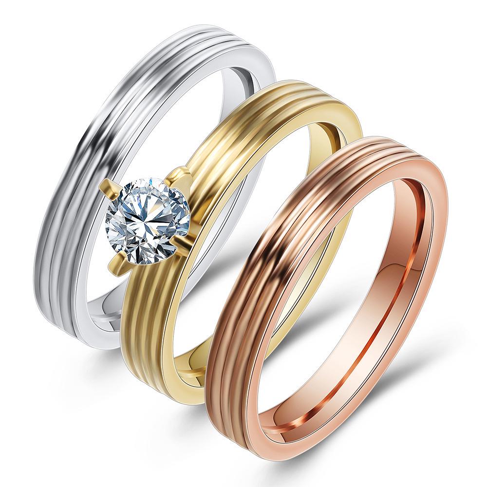 Three-in-One Gradient Stainless Steel Ring - 3MM 9MM Size 6