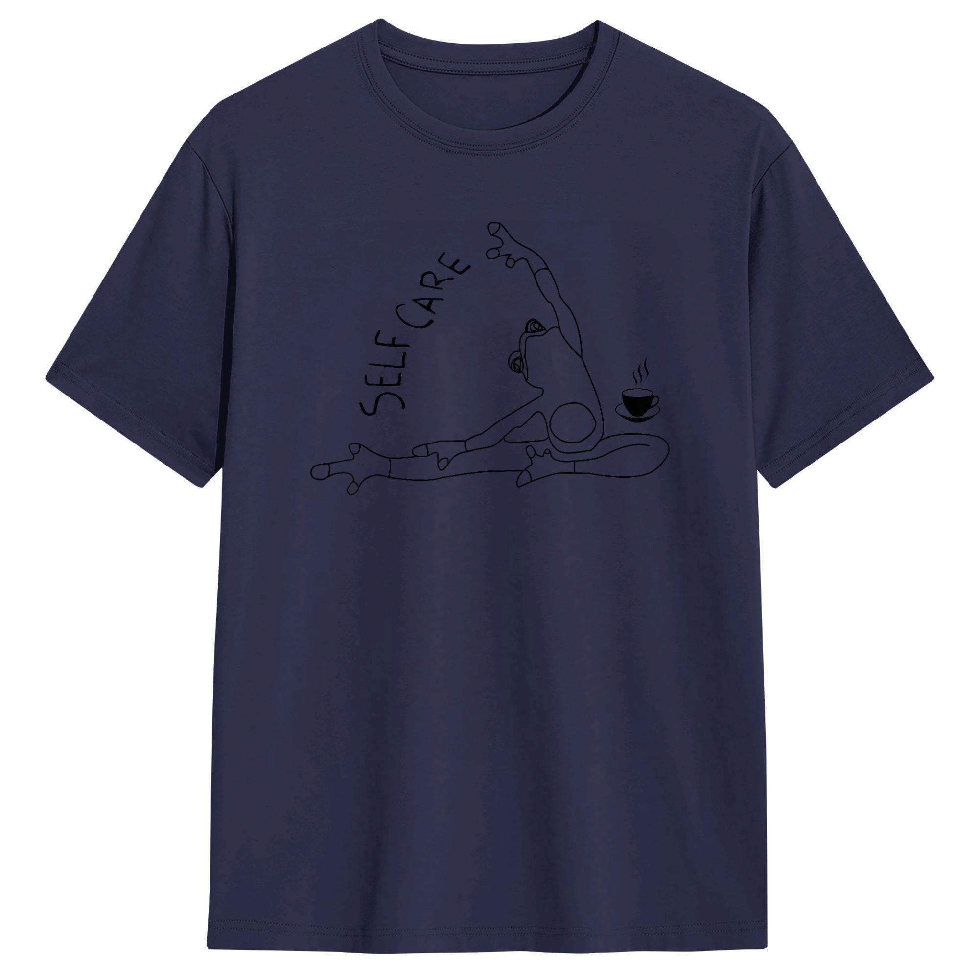 

Oversized TShirt Summer Funny Self Care Frog Doing Yoga With Coffee Novelty TShirts Tee Shirt for Unisex Short Sleeve Tees 4XL