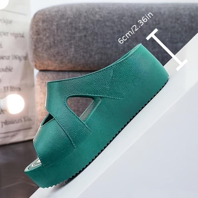 Order A Size Up Women's Slip-On Wedge Sandals Open-Toe Non-Slip Rubber Slippers