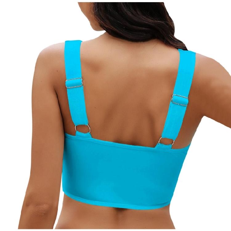 Stilvolles Badeshirt Saisonale Wassersportbekleidung Einfarbiges kurzes Oberteil Verdrehte Vorderseite Atmungsaktives Gewebe für Damen