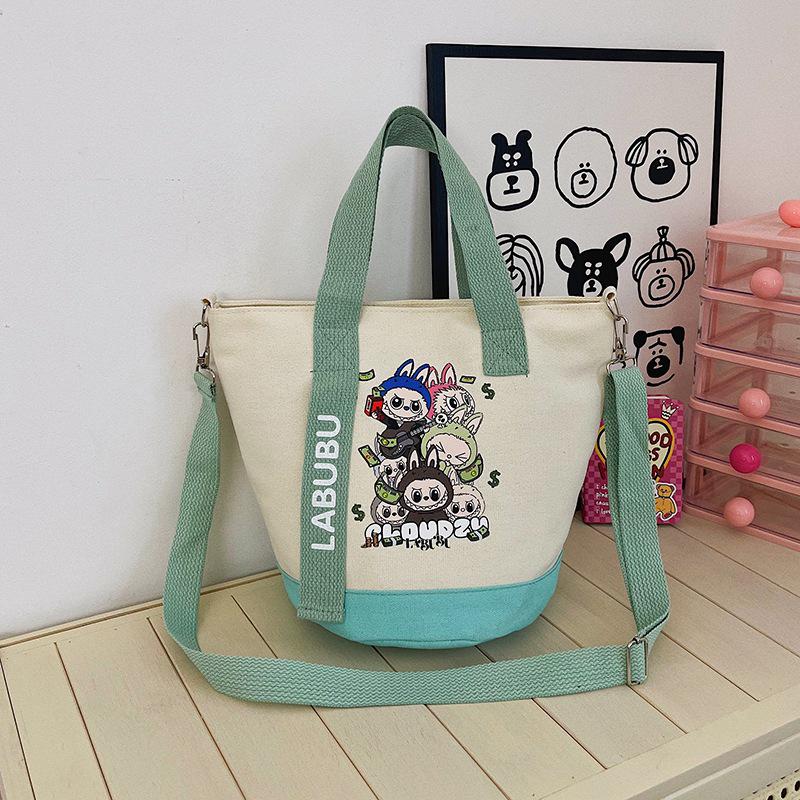 Cartoon Canvas Crossbody Tote Bag: Women's Versatile Shoulder & Lunch Bag