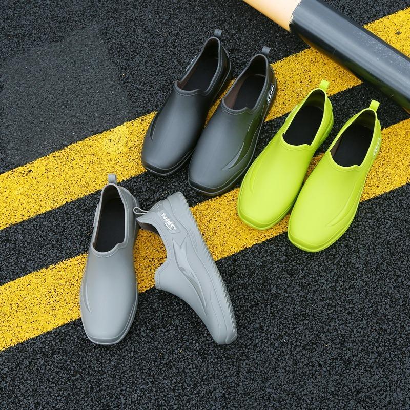 Rain shoes men's low-top fashion light-mouth water shoes men's flat rain boots work non-slip, wear-resistant and waterproof