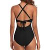 One-piece Solid Color Swimsuit Women's European and American Backless Splicing Sexy Swimsuit Cross Leopard Print Straps