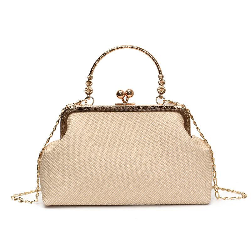 Spring new temperament simple fashion light luxury gentle dinner bag women versatile foreign style solid color chain messenger bag