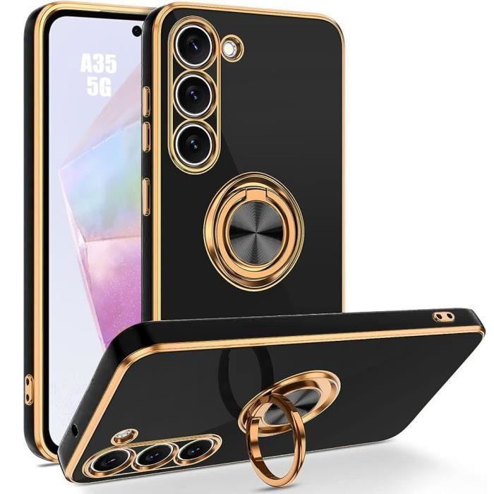 Coque de protection - BOOLING - pour Samsung Galaxy A35 5G - Silicone souple - Support 360° - Noir