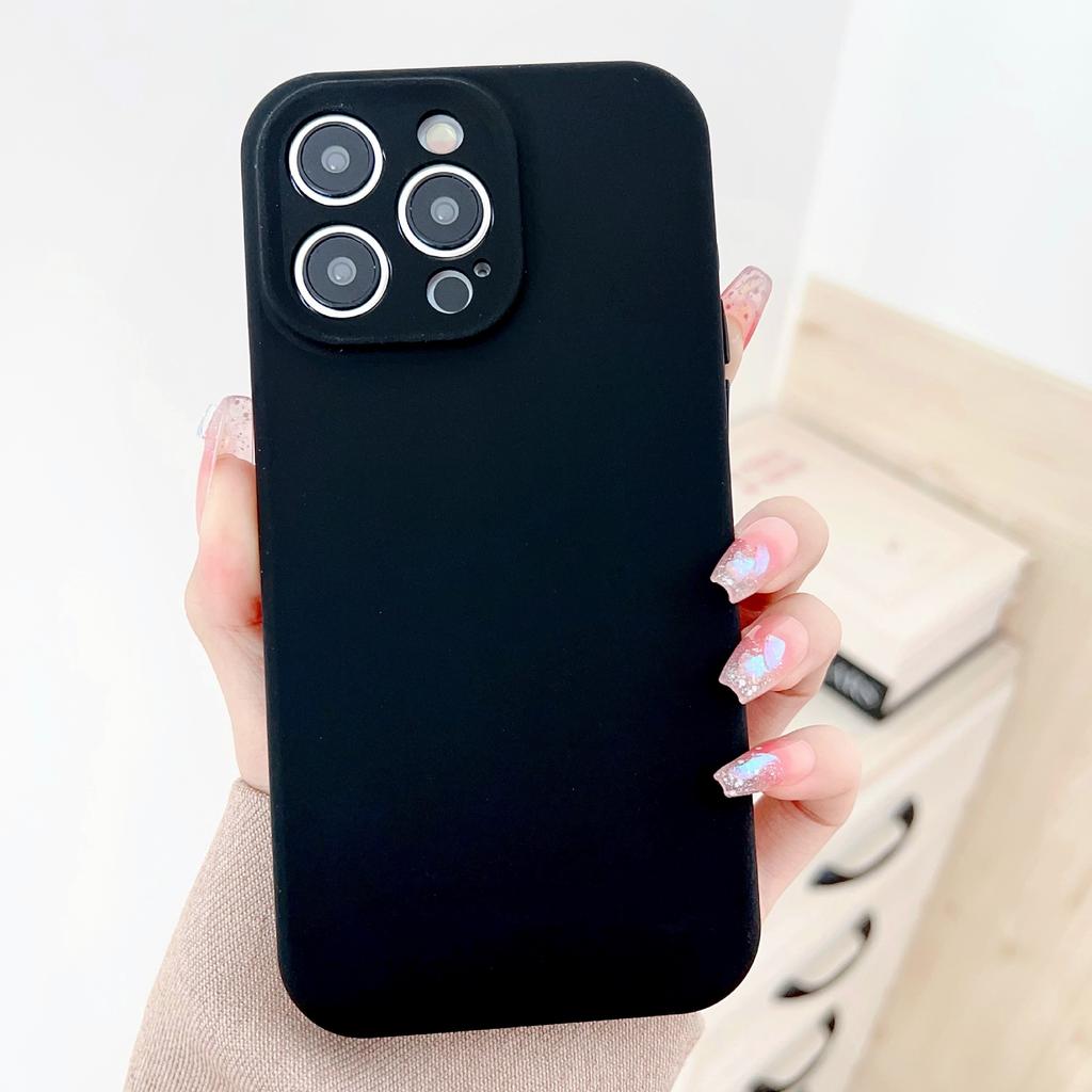 Liquid Apple Silicone Thickened Case Suitable for Apple 15PROMAX mobile phone case iPhone11 solid color 13/14