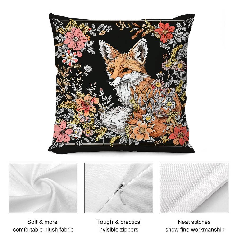 William Morris Art Fox Pillow Case Short Plush Double-sided Print Square Throw Pillow Covers Sofa Home Cushion Decor