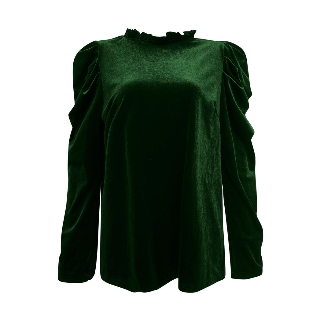 Women's Solid Color Gold Velvet Puff Sleeve Long Sleeve Elegant Fashion Top
