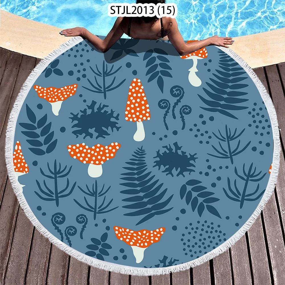 Mushroom Pattern Plant Horse Riding Printed Beach Towel Microfiber Digital Swimming Pool Beach Towel Blanket Shower Beach Towel
