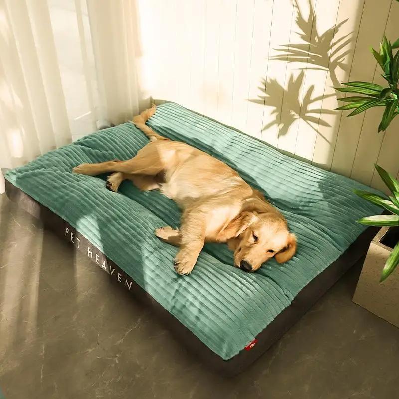 

For Winter Warm Pet Dog Bed Corduroy Dog Sleeping Mat Soft Pet Mat For Small Medium Large Dogs Detachable Washable Puppy Bed 60x47x7cm зелений