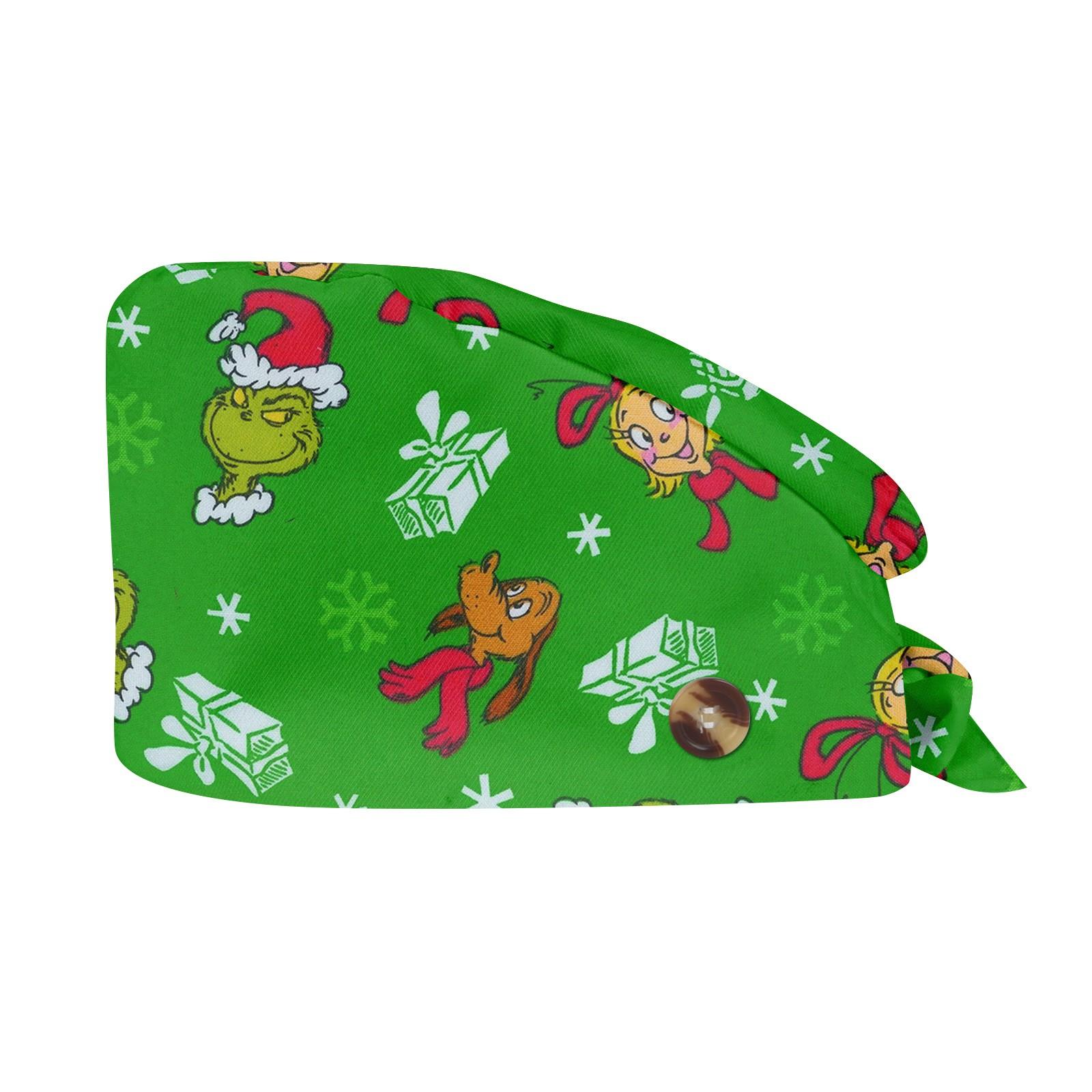 

Fashion Christmas Print Work Hat Casual Wash Hat Bag Cap зелёный