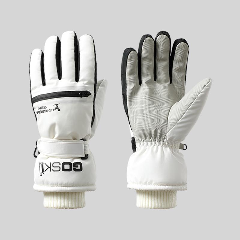 Men and Women Winter Classic Custom logo Windproof Waterproof Warm Thermal Touchscreen Snowboarding Ski Gloves One Size белый