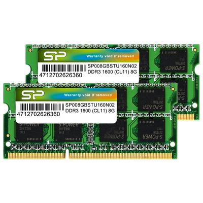 SP Silicon Power Laptop Memory DDR3 1600 8GB X 2 204Pin Mac Compatible SP016GBSTU160N22 PC3-12800 (16GB)