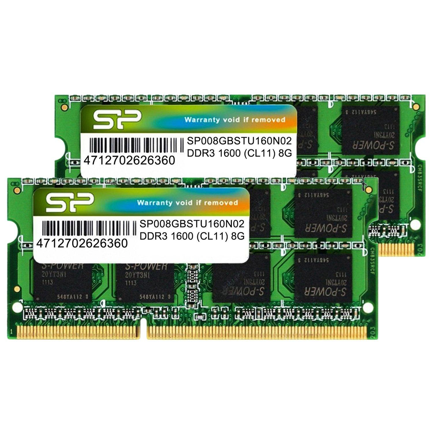 

SP Silicon Power Laptop Memory DDR3 1600 8GB x 2 204Pin Mac Compatible SP016GBSTU160N22 PC3-12800 (16GB)