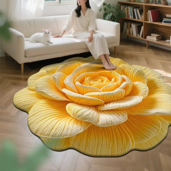Tappeto da Pavimento Floreale 3D Tappeto Realistico con Fiori per Soggiorno Antiscivolo Assorbente Tappeto da Bagno Tappeto per Camera da Letto Sala Giochi Cucina