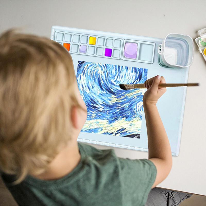 Silicone Craft Mat Large Children Drawing Mat With Detachable Cup 19.6x16.9x0.7in Nonslip Craft Pad For Painting Resin Crafts