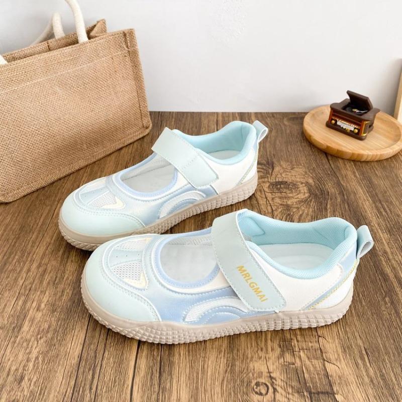 

Туфли-одинарки на липучке в стиле колледжа, конфетных цветов, новые, с круглым носком, сетчатые, повседневные, студенческие, для бега и спорта 40 синий