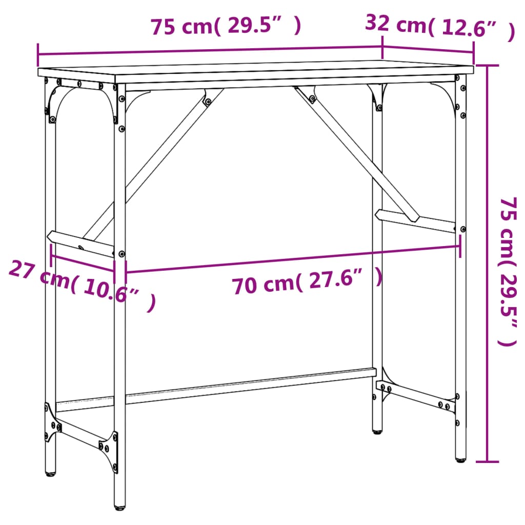 Console Table Sonoma Oak 75x32x75 cm Particleboard