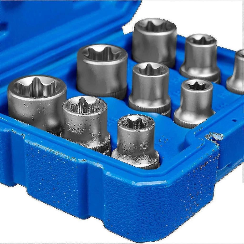 9-teiliges Torx-Steckschlüssel-Set, Stecknüsse mit Farbcodierung und Kugelfangrille
