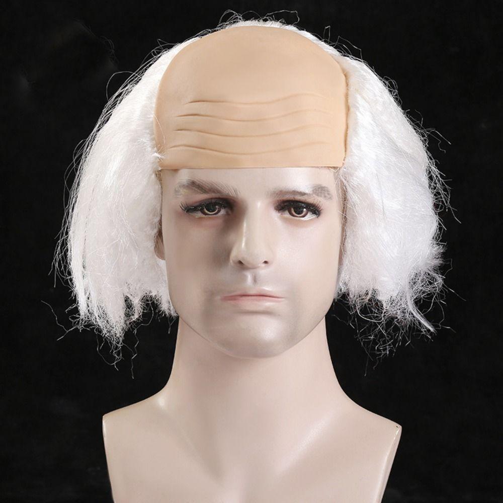 Props Funny Bald Wig Curly Halloween Balding Wig April Fool's Day Old Man Bald Wig  Masquerade Show