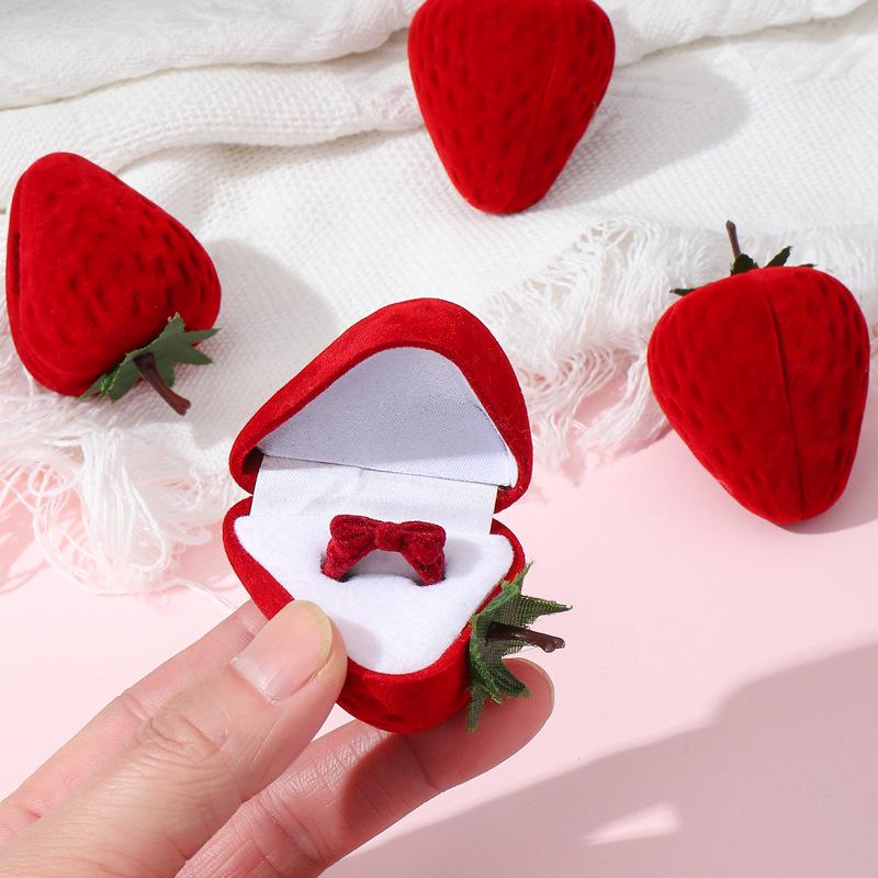 Exquisite Strawberry Ring & Earring Jewelry Box: Creative Birthday Gift for Women