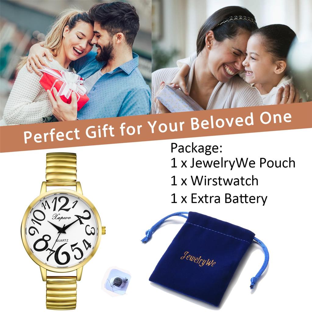 Analog Watch with Large Elastic One Size Fits Simple and Stylish Quartz Fashion Perfect Gift for or Your Girlfriend Women's Numerals, Strap, Most,