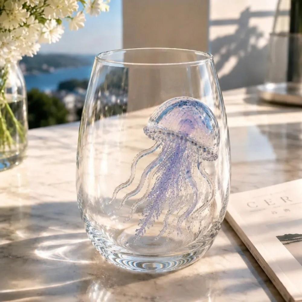 3D Δημιουργικό Κούπα Ζώων του Ωκεανού Αστείο Ανάγλυφο Γυάλινο Ποτήρι Ποτήρια Ποτήρι Τσαγιού Παραθαλάσσιο Σπίτι