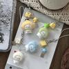 Cute Cartoon Flocking Little Bear Keychain Kawaii Pesin Mobile Phone Rope Pendant Backpack Decoration Pendant Accessories Gift