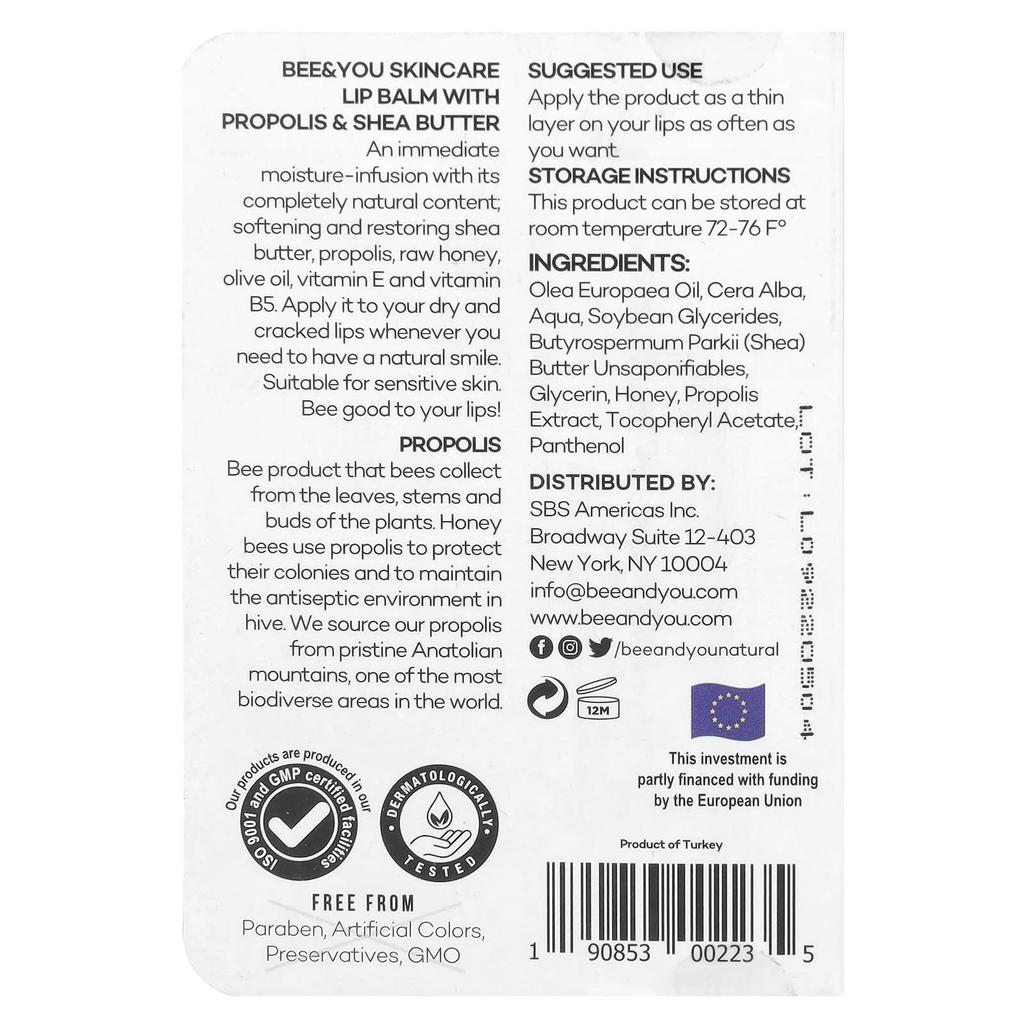 Bee & You, Baume à lèvres hydratant, 10 ml(0.34 oz fl)