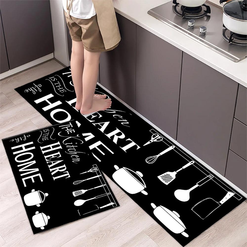 Kitchen Floor Mat Creative Patterns Oil-Proof Waterproof Carpet Pvc Leather Home Scratch-Resistant Wear-Resistant Rug Alfombra