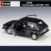Bburago 1:24 Volkswagen Golf GTI Mk1 1979 Alloy Road Sports Car Model Diecasts Metal Classic Racing Car Vehicles Model Toys Gift