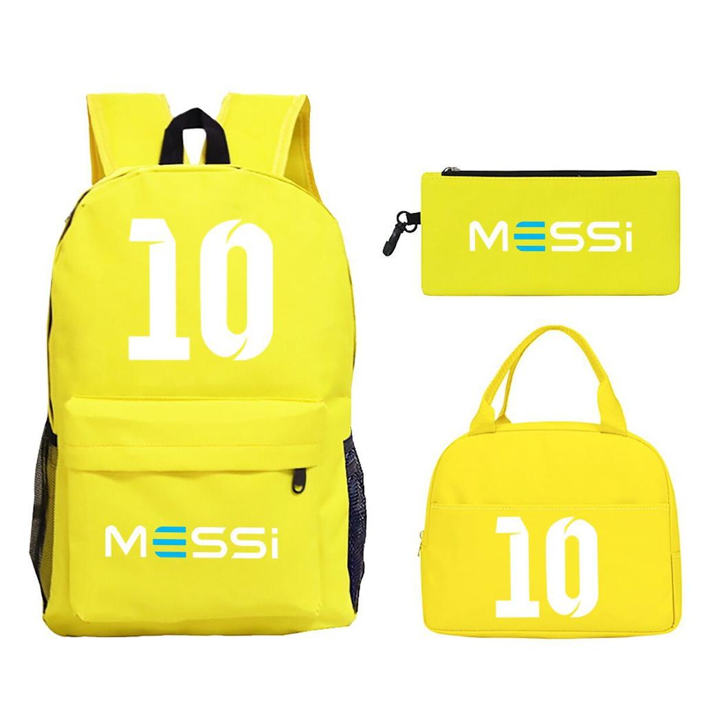 Football Star Peripheral Printed Backpack, Primary And Secondary School Children'S Three-Piece Simple Schoolbag