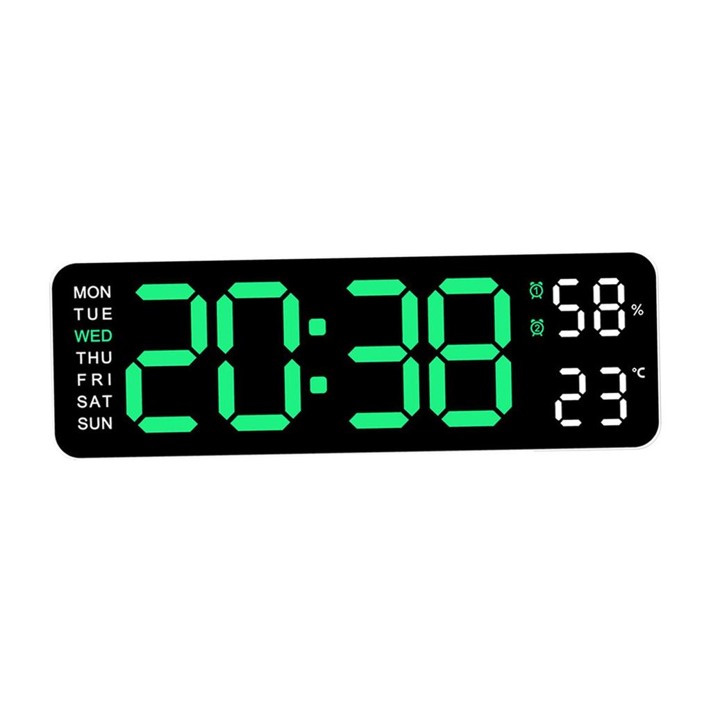 LED Wall Clock Humidity with Date Automatic Brightness Dimmer Desk Clock for Kitchen Office Bedroom Home Background Living Room