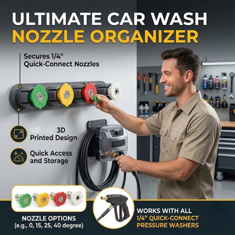 Universal Car Wash Nozzle Holder With Quick Insert Design For 4 Nozzles Storage In Garage Shop Plastic Nozzle Organizer