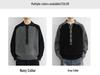 Men's 2025 Color-Block Knit Sweater Coat: Trendy Autumn/Winter Loose, Lazy Style with Half-Button and Turn-Down Collar