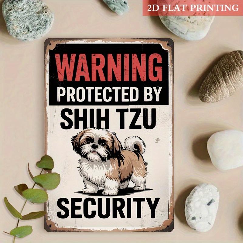 

Vintage Iron Metal Wall Decor Sign Playful Shih Tzu Dog Warning Security Sign with Humorous Warning Protected by Shih Tzu 20x30cm（7.8x11.8inch）