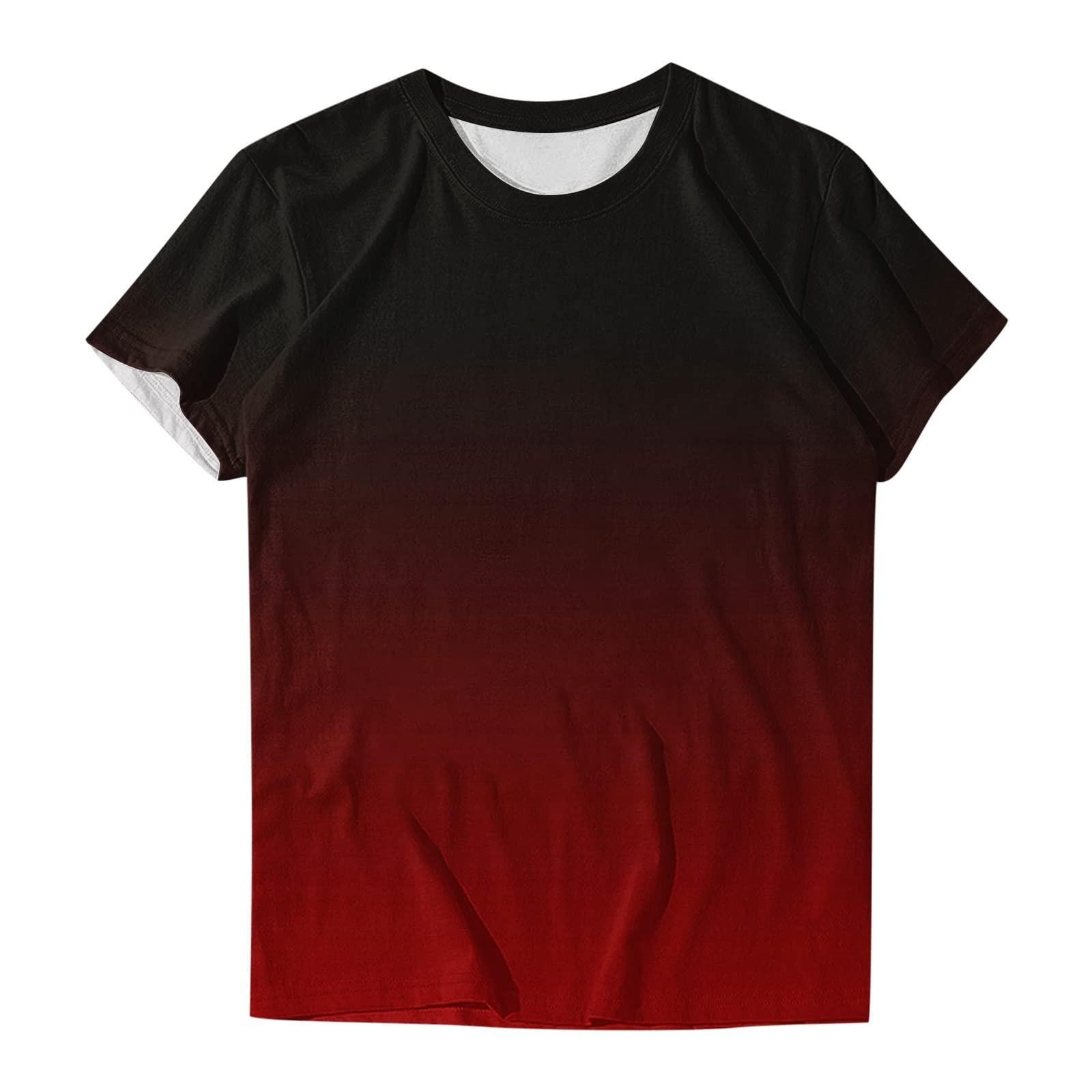 

Женская мода, повседневная темпераментная свободная футболка с круглым вырезом и коротким рукавом с принтом, топ XL красный