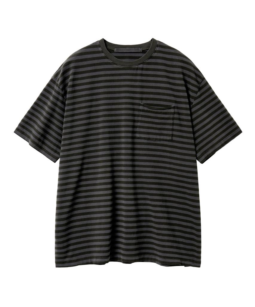 PARAKEET Striped Vintage Pocket Damage Tee (Olive)