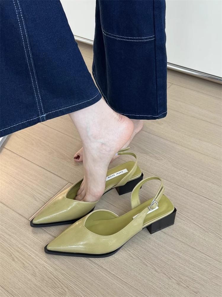 Black Sandals Women Summer New Women's Sandals Pointed Pumps Women Shoes Office Dress Shoes Sexy Square Heel High Shoes