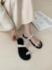 Rhinestone Slippers Women Summer Fashion One-word Drag Square Head Flat Bottom Vacation Travel Beach pearls Sandals and Slippers