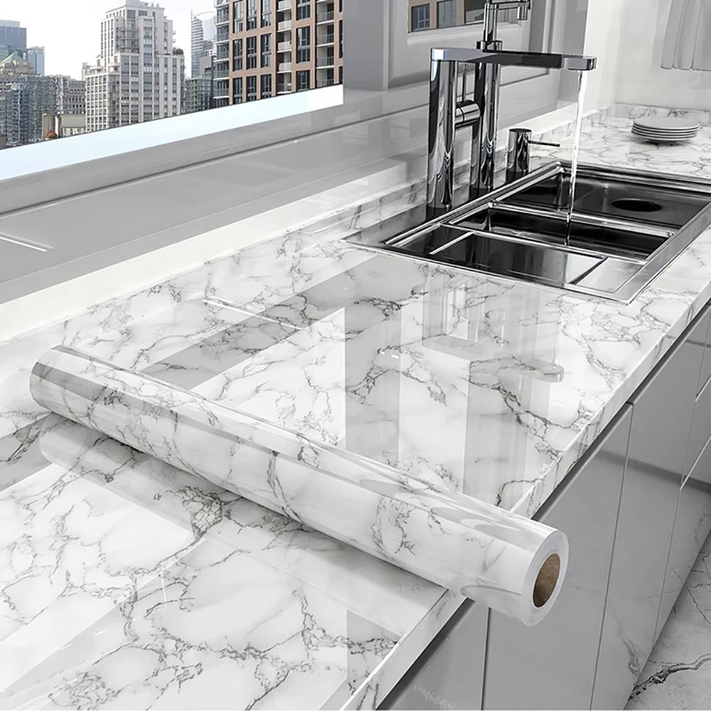 Waterproof and moisture-proof wallpaper countertop self-adhesive oil proof film stove cabinet ceramic tile marble sticker