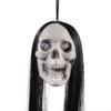 With Long Hair Halloween Hanging Ghost Skull Plastic Terror Skull Props   Scene Props