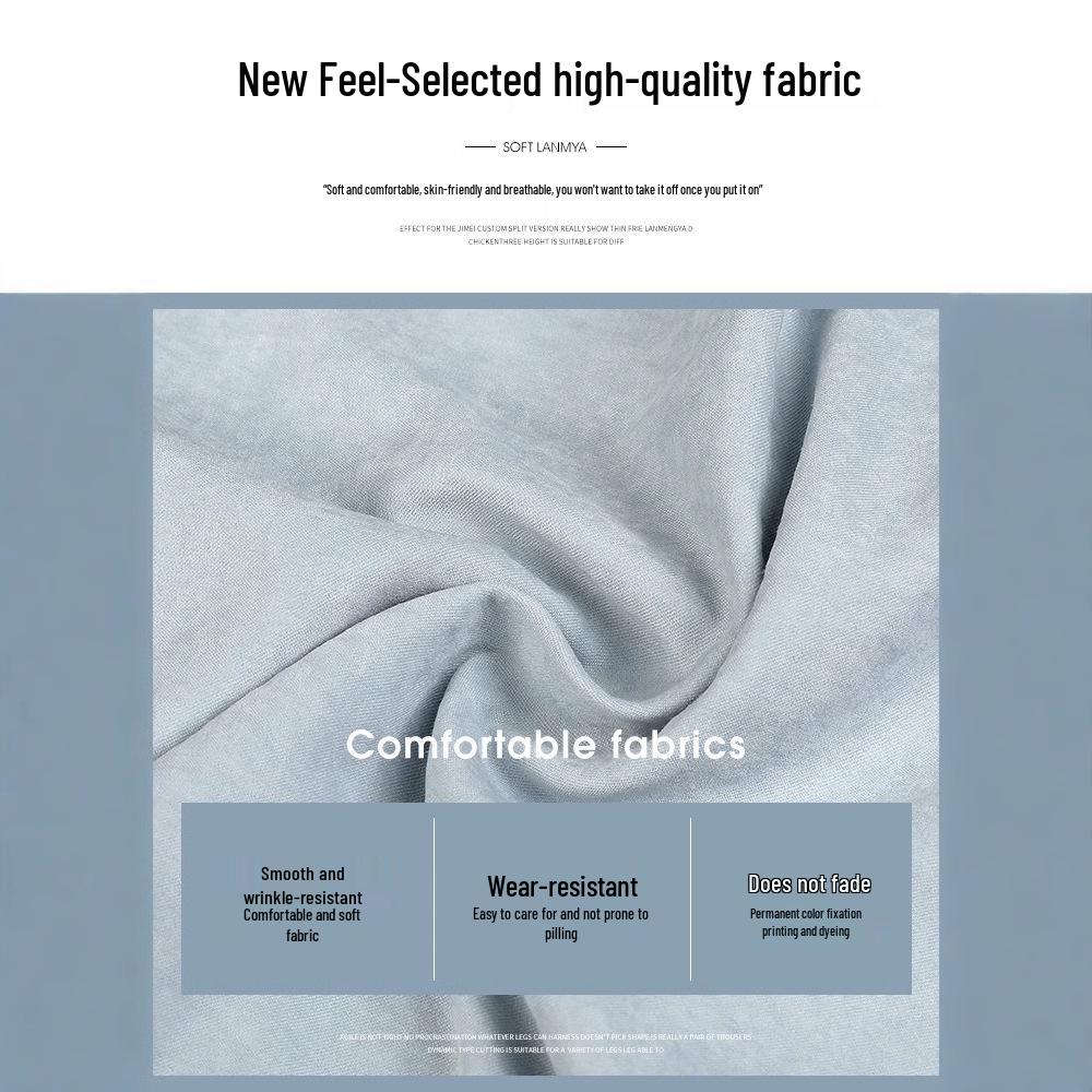 Blue Ice Silk Women's Wide-Leg Pants - Summer 2025 Collection, Thin, Loose, Casual, Textured Design