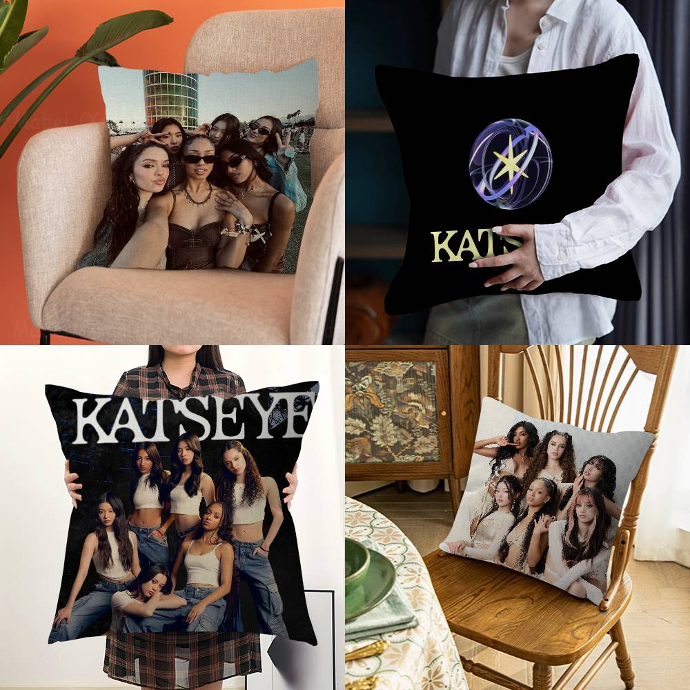 Korea Kpop KKatseye Pillow Cover Soft Decorative Throw Pillow Case Xcm Couch Home Decor for Living Room Sofa Party Gift