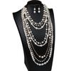 European-American Multi-layer Pearl Necklace & Earrings Set - Women's Long, Elegant Accessories