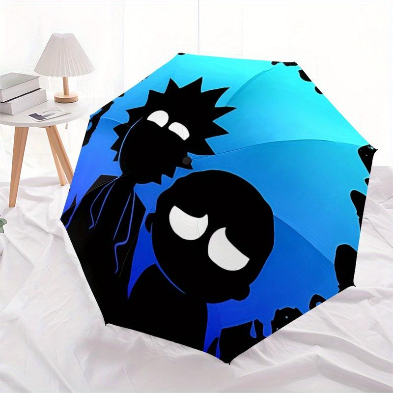 Rick "Morty" Automatic Folding Umbrella with Sturdy Iron Frame, Portable Compact Travel Umbrella All-Season Use Parties 0807071