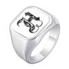 Engrave Custom A-Z Initial Picture Rings for Men, Stainless Steel Male Signet Ring, High Polished Finger Jewelry Gift Father Day